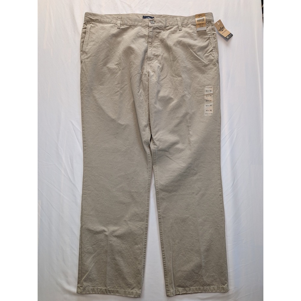 Dockers Mens D2 Broken In Khaki Straight Fit Flat Front Chino Pants Tan 42x32